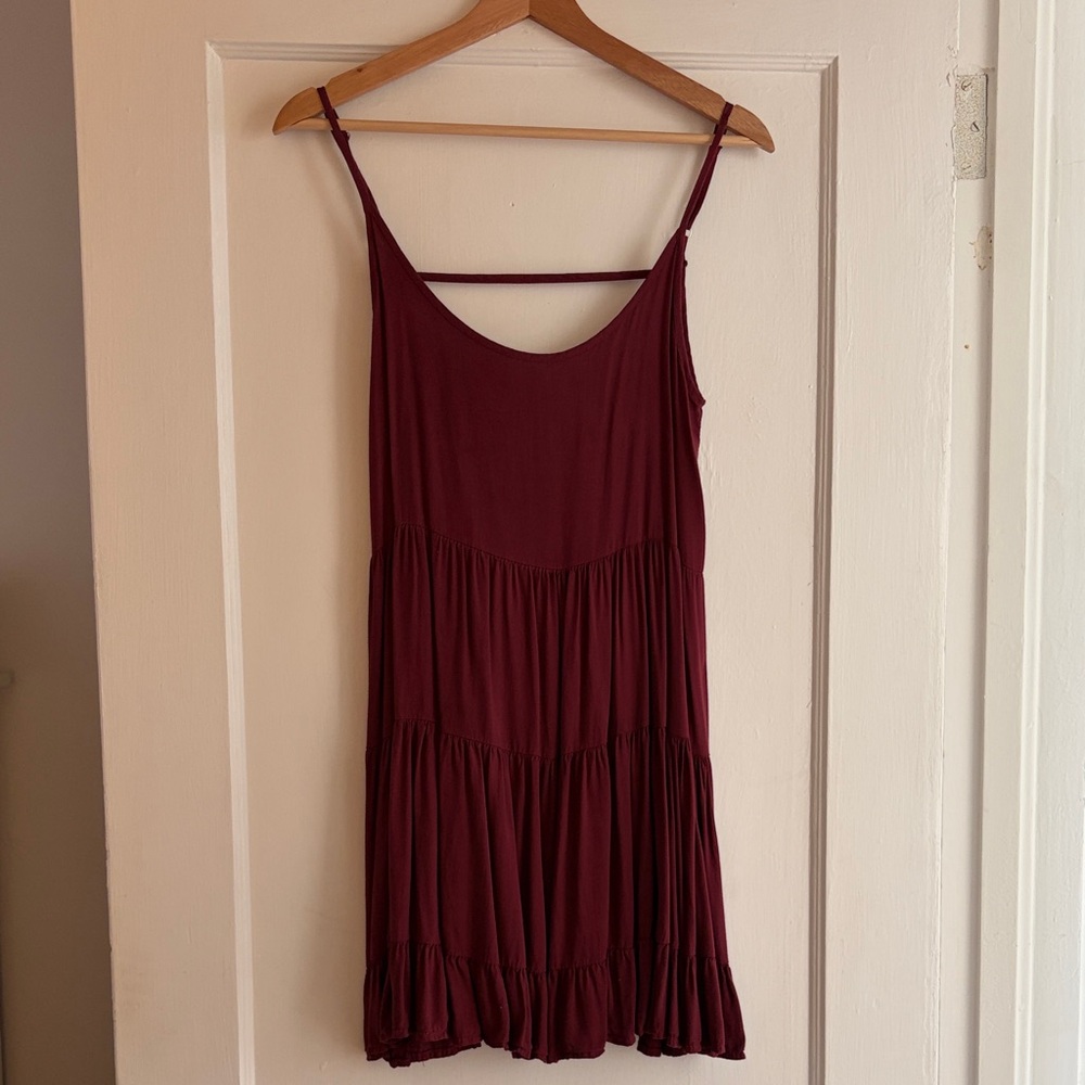 Casual Burgundy Sleeveless Dress